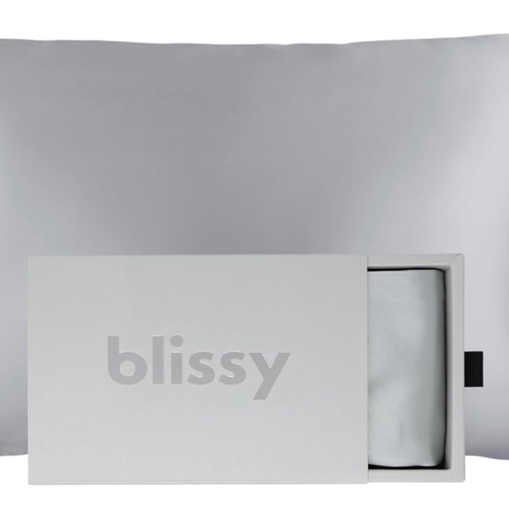 Blissy Silk Pillowcase - 100% Pure Mulberry Silk Pillow Cover(Standard, Silver)